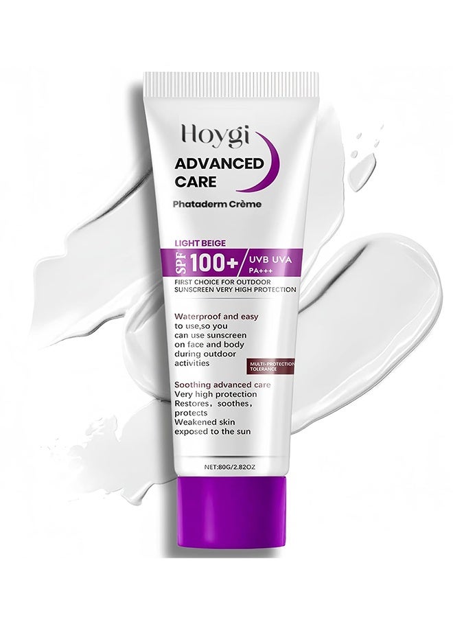 هويجي واقي شمس SPF 100، واقي شمس للوجه والجسم - واقي شمس خارجي SPF 100 - واقي شمس رياضي للنساء والرجال، 80 جرام - Image 1